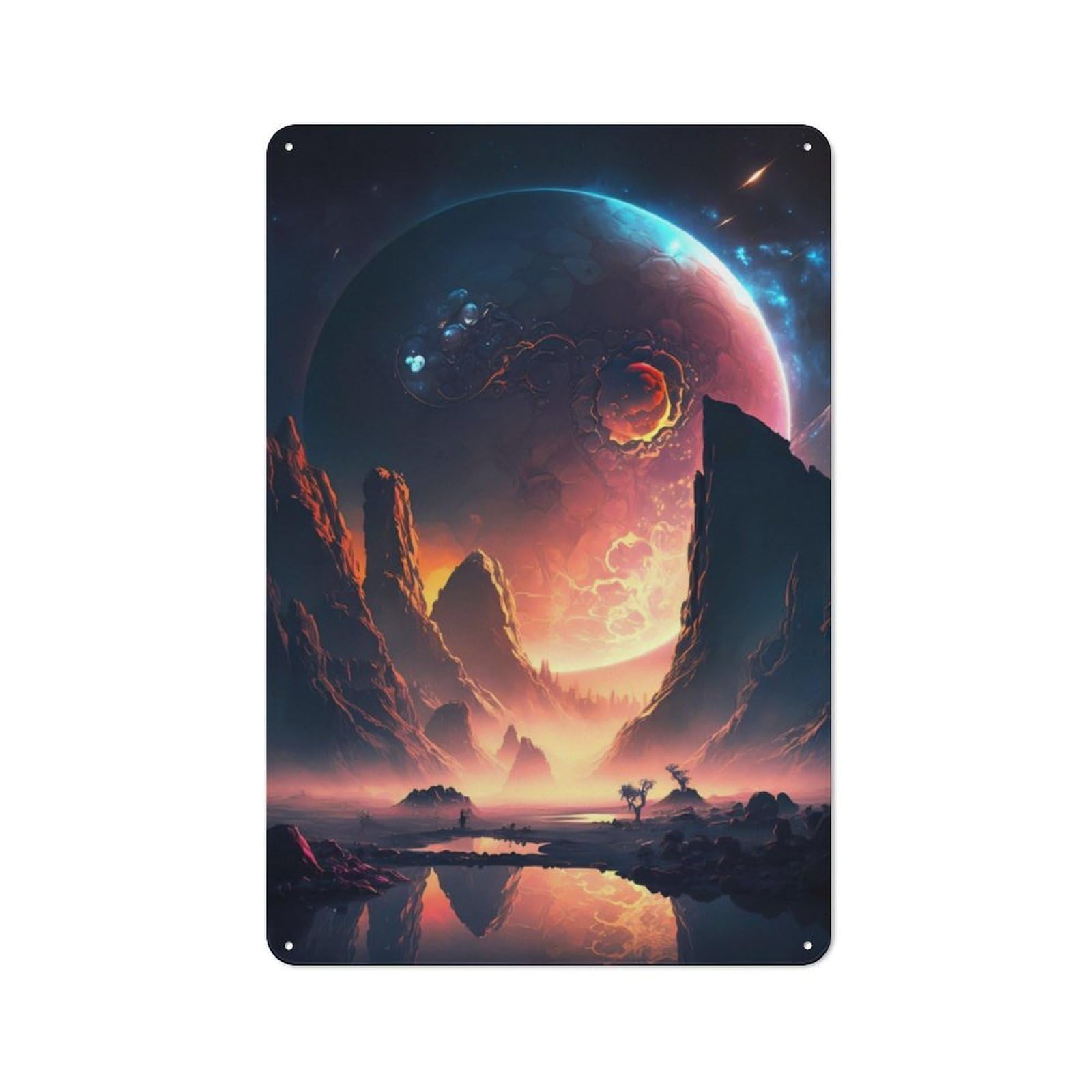 Junmoney Cosmic Dream Landscape Vintage Tin Sign 30X20cm With For Garage Wall, Suited To People Furnishing A Garage