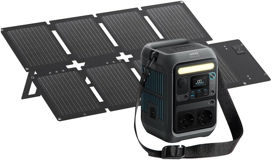 Anker SOLIX C300X AC Taşınabilir Güç Kaynağı + PS60 Taşınabilir Güneş Jeneratörü