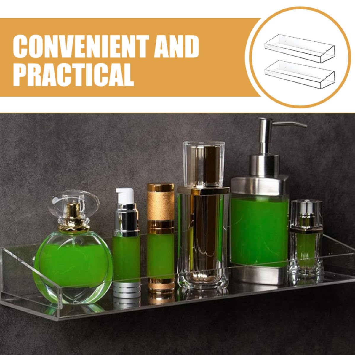 Estante de Acrílico Transparente de Pared para Baño y Cocina