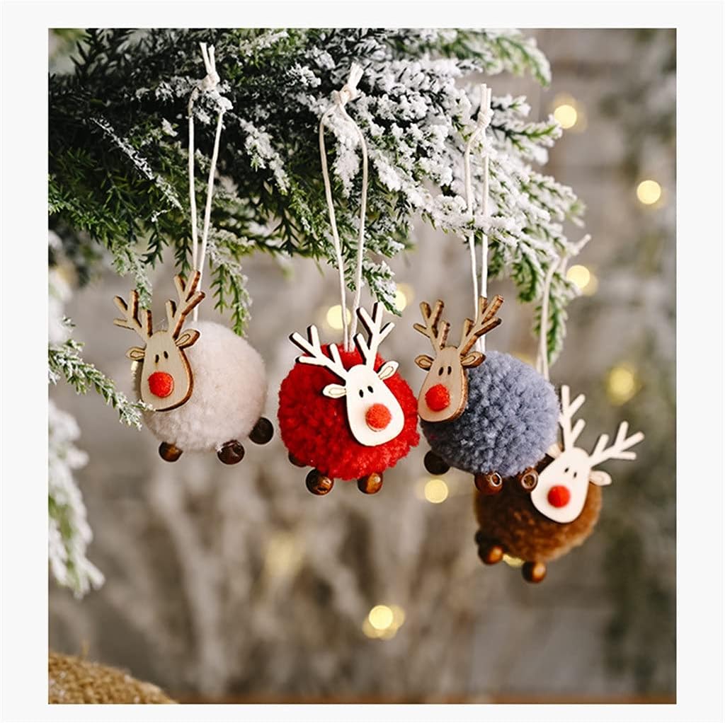 4Pcs Felt Wooden Christmas Tree Decorations Hanging Pendant Craft Ornament Christmas Decorations (Color : A Size