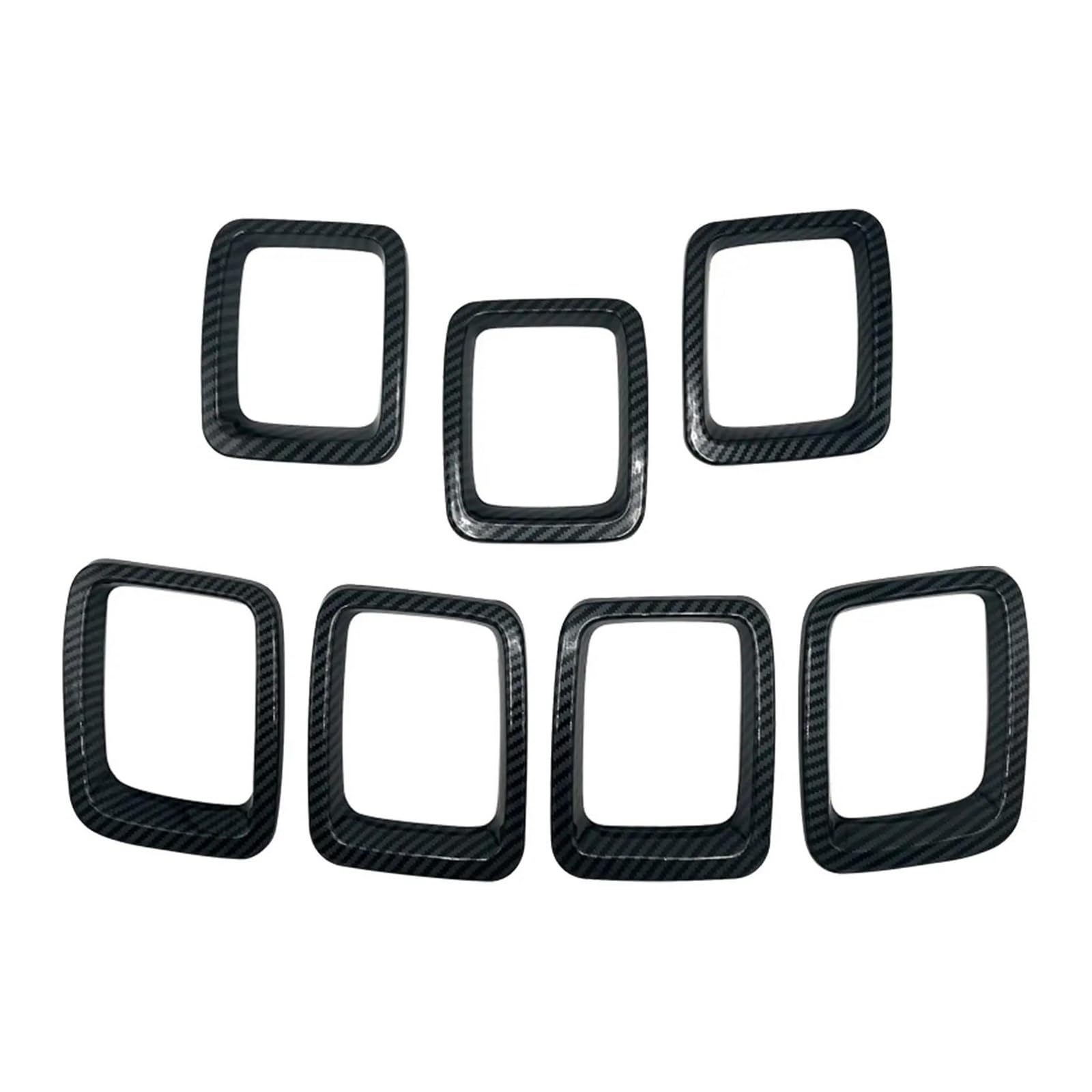 Grill 7Pcs For Jeep For Compass 2017-2020 Car Front Grill Cover Trim Grille Inserts Covers Replacement Car Styling Durable Exterior Accessories Grille(Carbon Pattern)