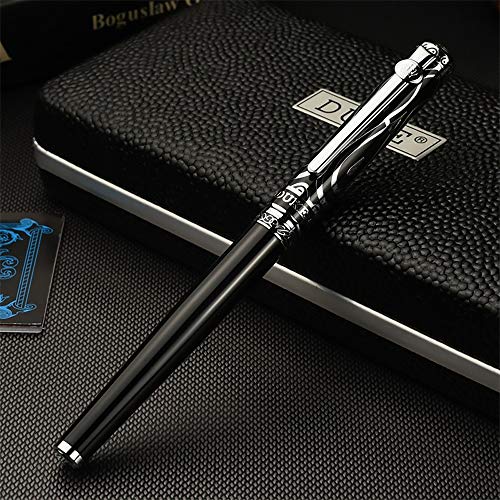 Duke Ruby Fountain Pen Sliver Trim with Ink Refills Converter in Luxury Gift Box Set for Business Signature and Collection