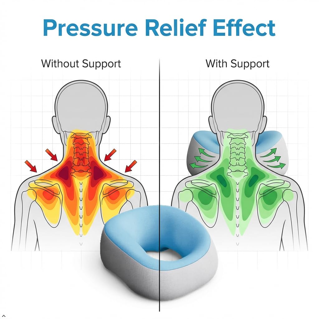 Coussin de massage avec trou de tête - Appui-tête de massage pour lit | Coussin ergonomique pour le visage, soutien à 360°, respirant et sans pression, pour salon, maison, bleu clair