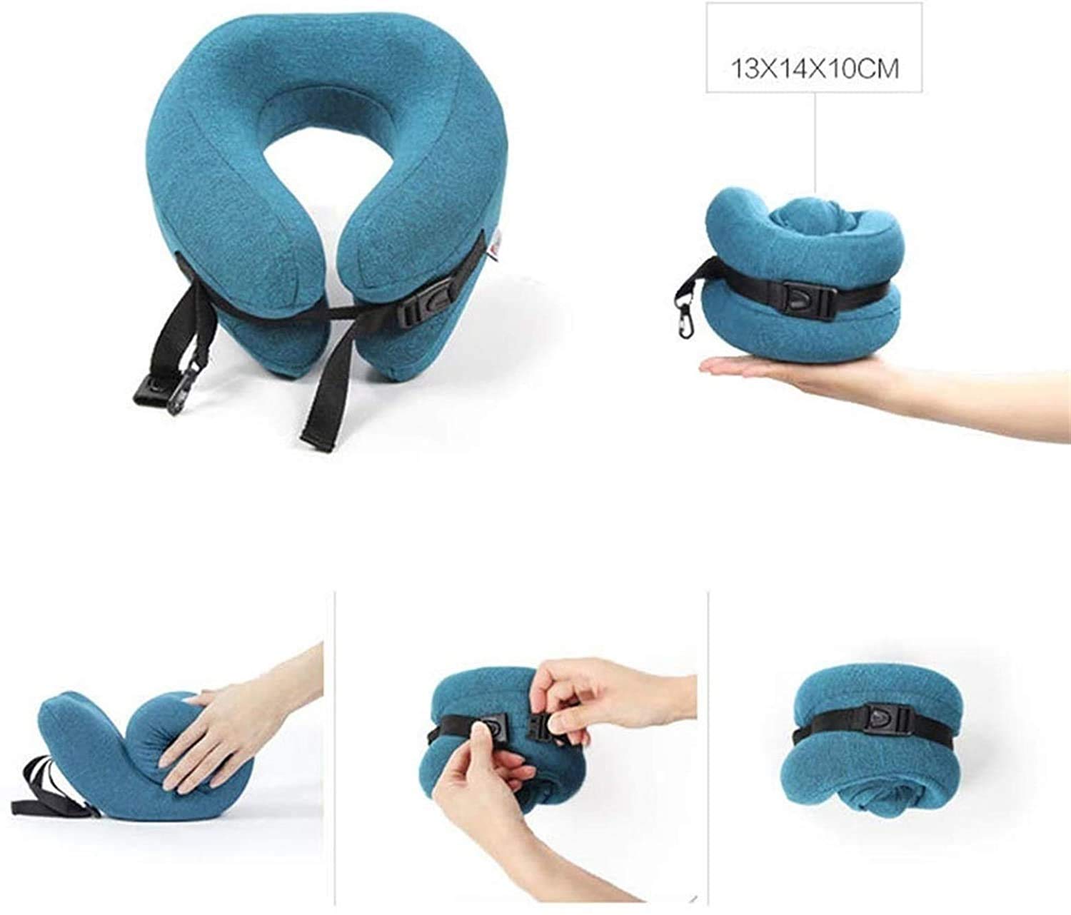 Kit per il sonno del cuscino del collo - Cuscino da viaggio in memory foam al 100%, borsa per il trasporto compatta, cuscino per il volo dell'aeroplano a forma di U, supporto per la testa a 360 gradi