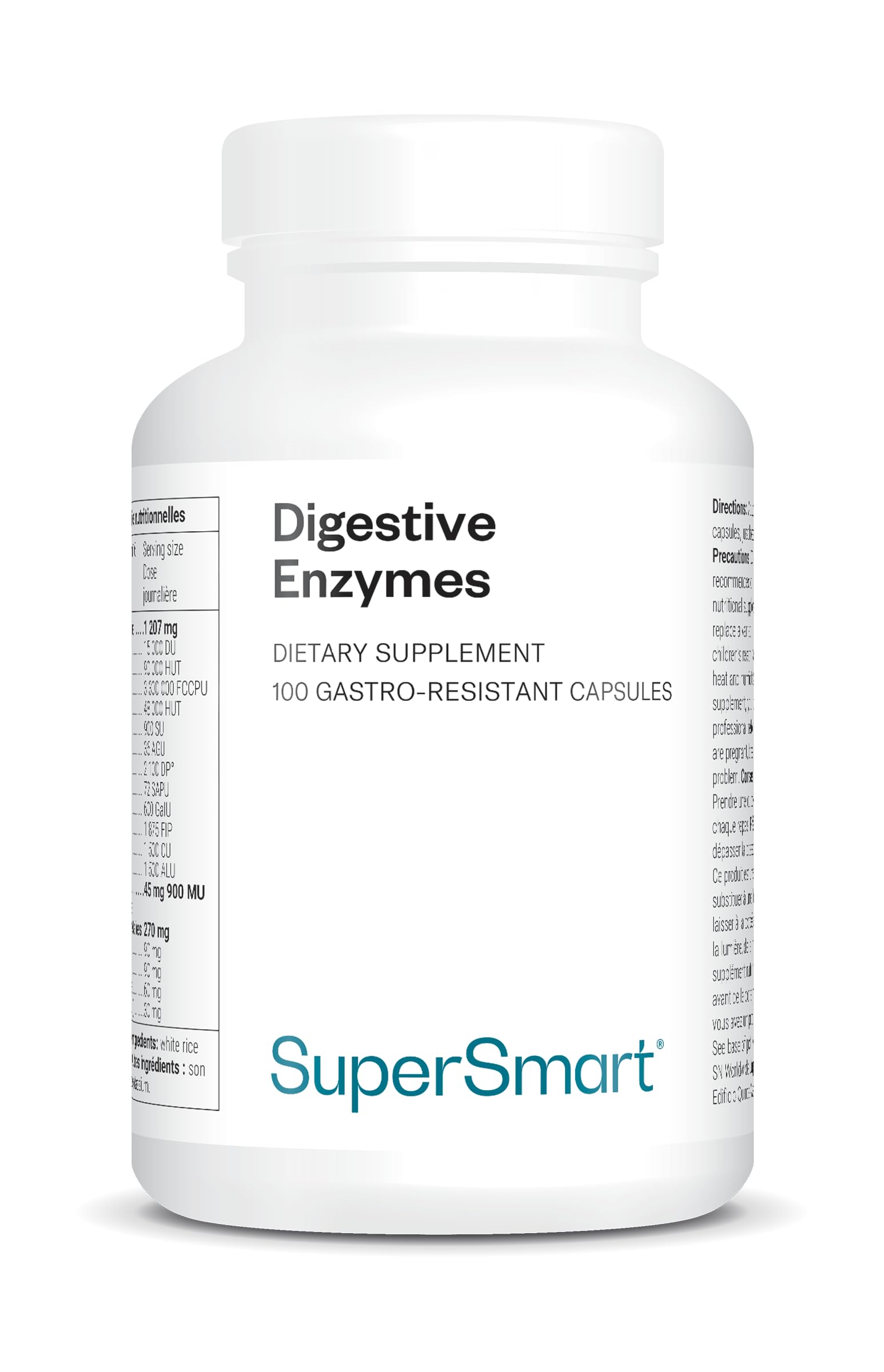 Enzymes Digestives & Fenugrec 15 enzymes digestives Idéal ballonnements flatulences Digestion lactose Vegan 100 DrCaps™ Supersmart