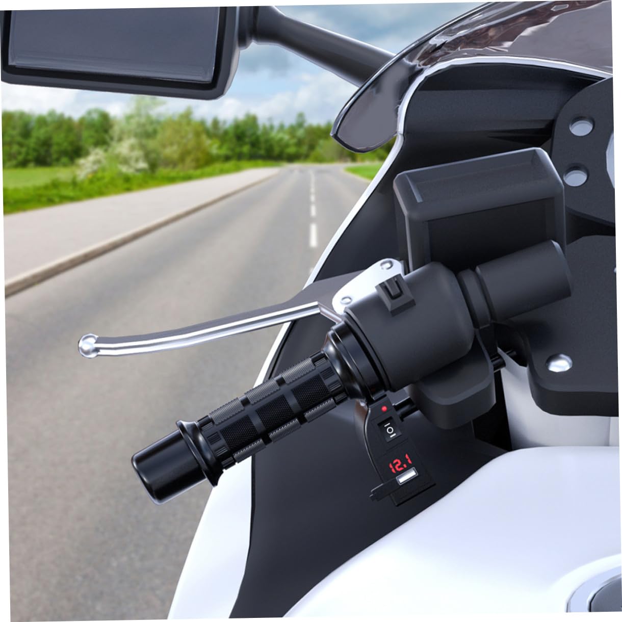 Didiseaon Funda para Puños Calefactables de Motocicleta 12v Pantalla Digital, Instalación y Temperatura Ajustable para Scooter y Atv, Material Nylon y Tpu