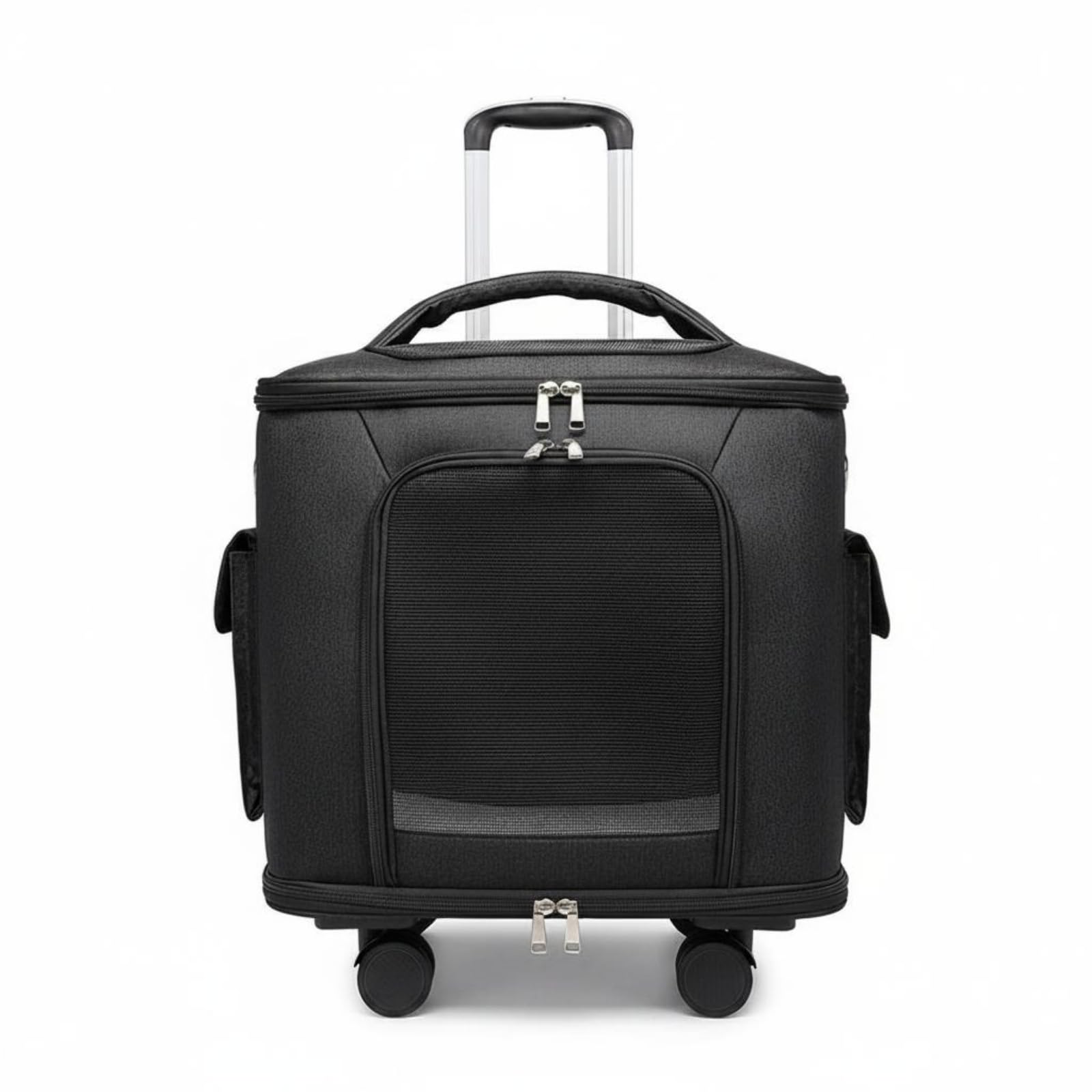 F Fityle Transportín para Mascotas con Ruedas Maleta Portátil Trolley para Gato y Perro Pequeño Construcción de Oxford y Ruedas Silenciosas Apto para Calles Estaciones Aparcamientos, Negro