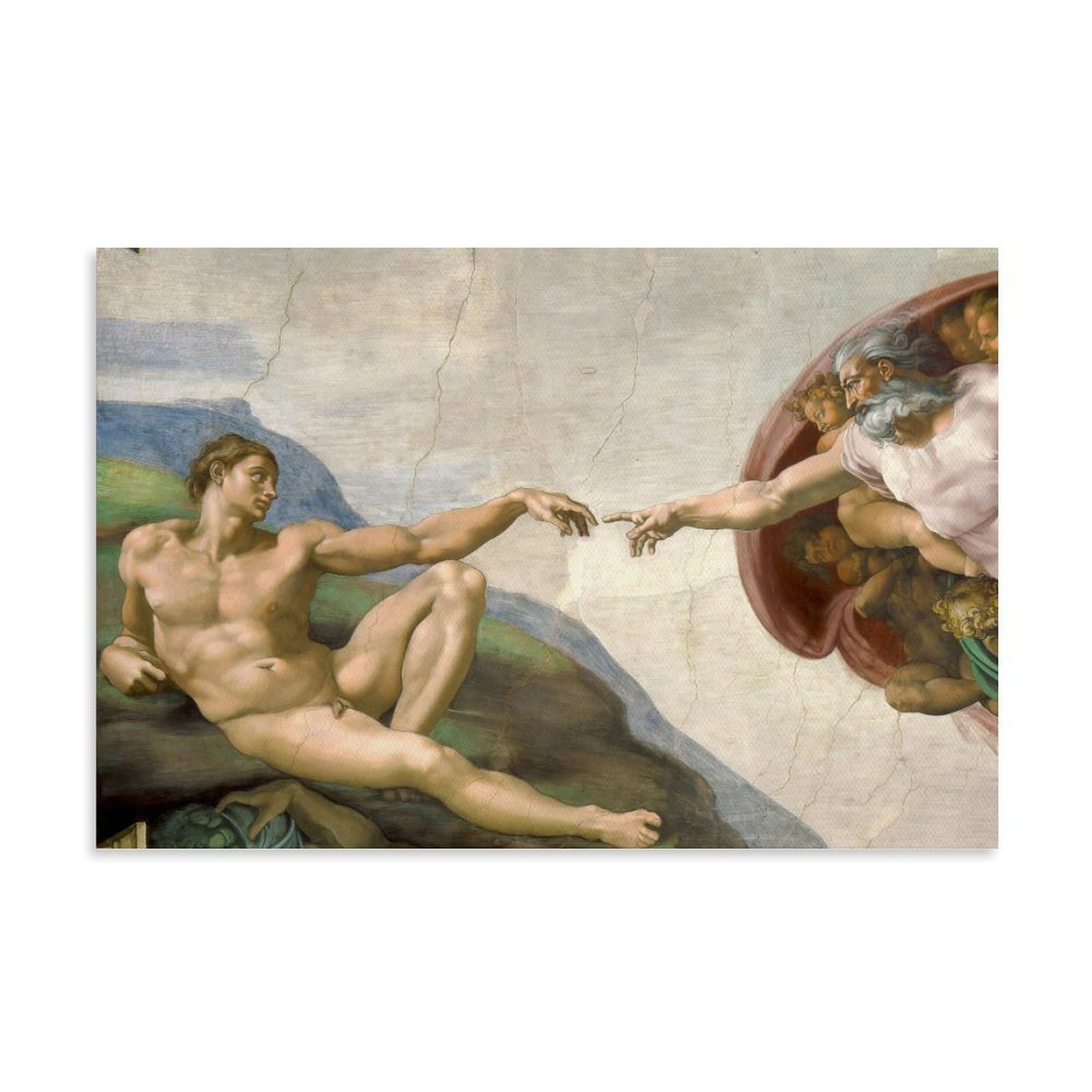 Renaissance Wall Decor The Creation of Adam Michelangelo Buonarroti 1512 Iconic Hand Touch Art Print for Home Artworks Picture Print Wall Art Painting Canvas Gift Decor Homes Decorative Unframe 12x18i
