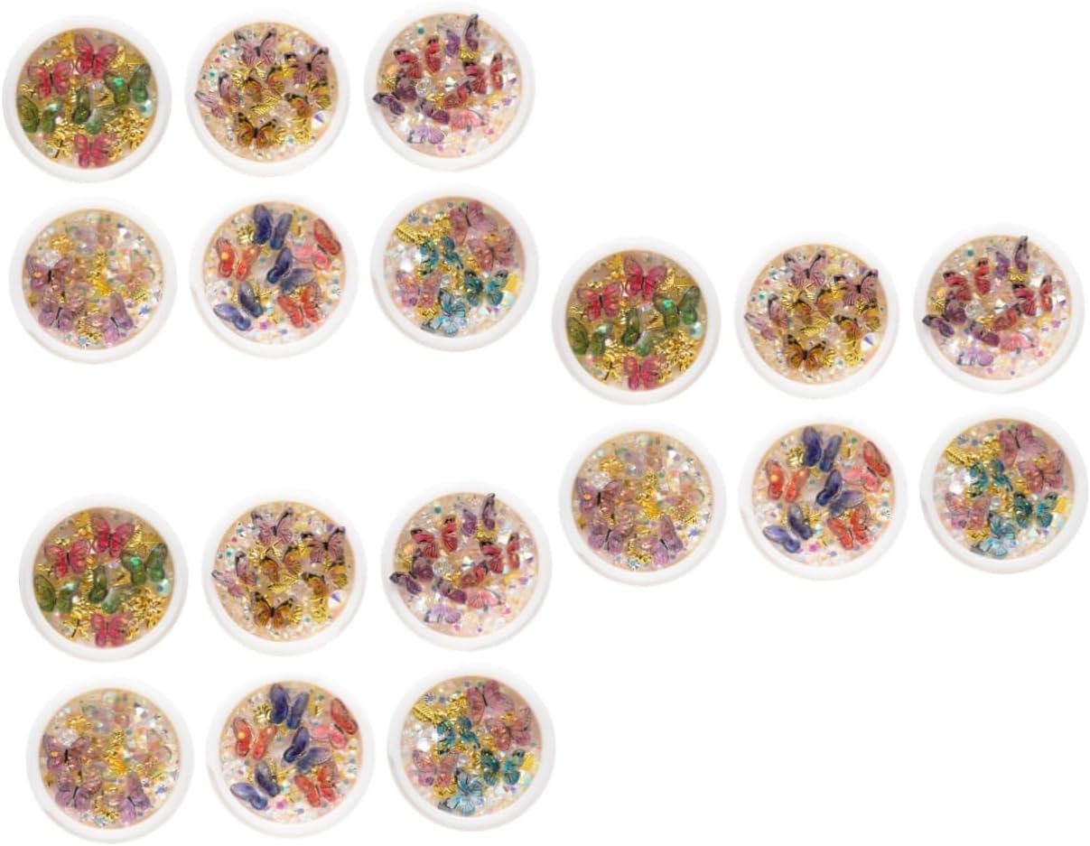 FRCOLOR Butterfly Nail Rhinestones Sequins for DIY Manicure Art Nail Charms Includes Styles