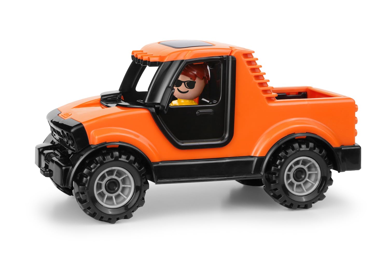 Lena® Truckies Pickup 20 cm, Driver's Cab for Opening, with Towing Hitch and Toy Figure, Suitable for Ages 2 Years, Indoor and Outdoor Use