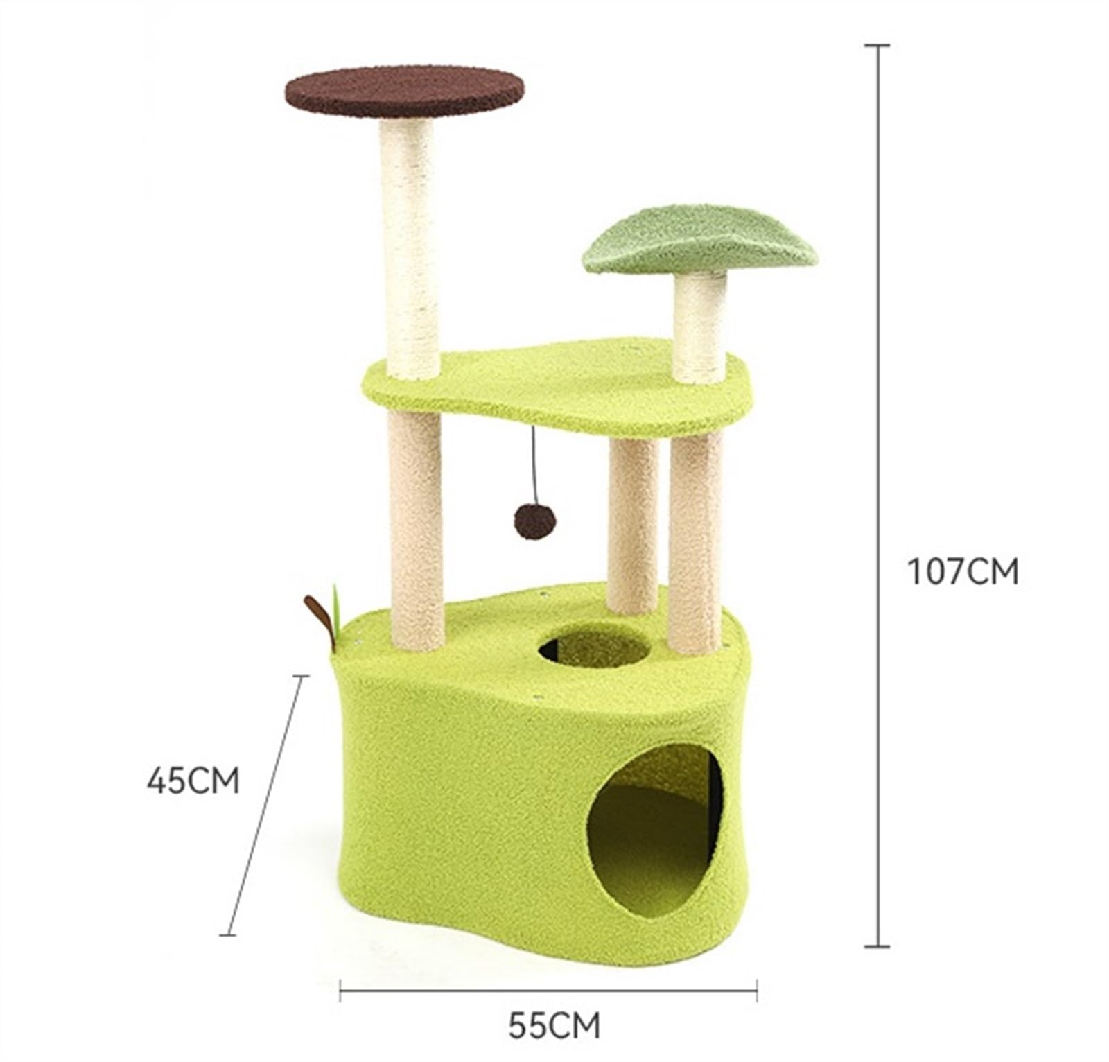 Albero Tiragraffi per Gatti Piattaforma di Riposo Tiragraffi per Gatti in Sisal con Avocado E per da Interno(54 * 107cm)