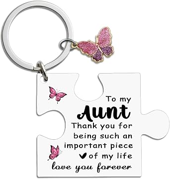 Aunt Gifts From Niece Nephew Auntie Gift Ideas Aunt Birthday Gifts for Women Best Aunts Ever Gift for Aunts Unique Puzzle Butterfly Keychain for Auntie Mothers Day Present