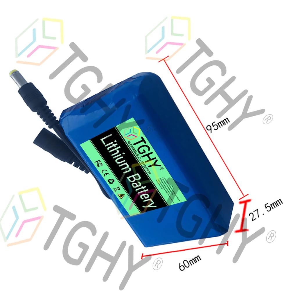 TGHY Zapasowy akumulator DC 12V 3Ah 4Ah 5Ah 6Ah 7Ah 9Ah 12Ah 16Ah 24Ah Li-ion przenośny akumulator do kamer CCTV, taśm LED i innych z ładowarką,12v 7000mah