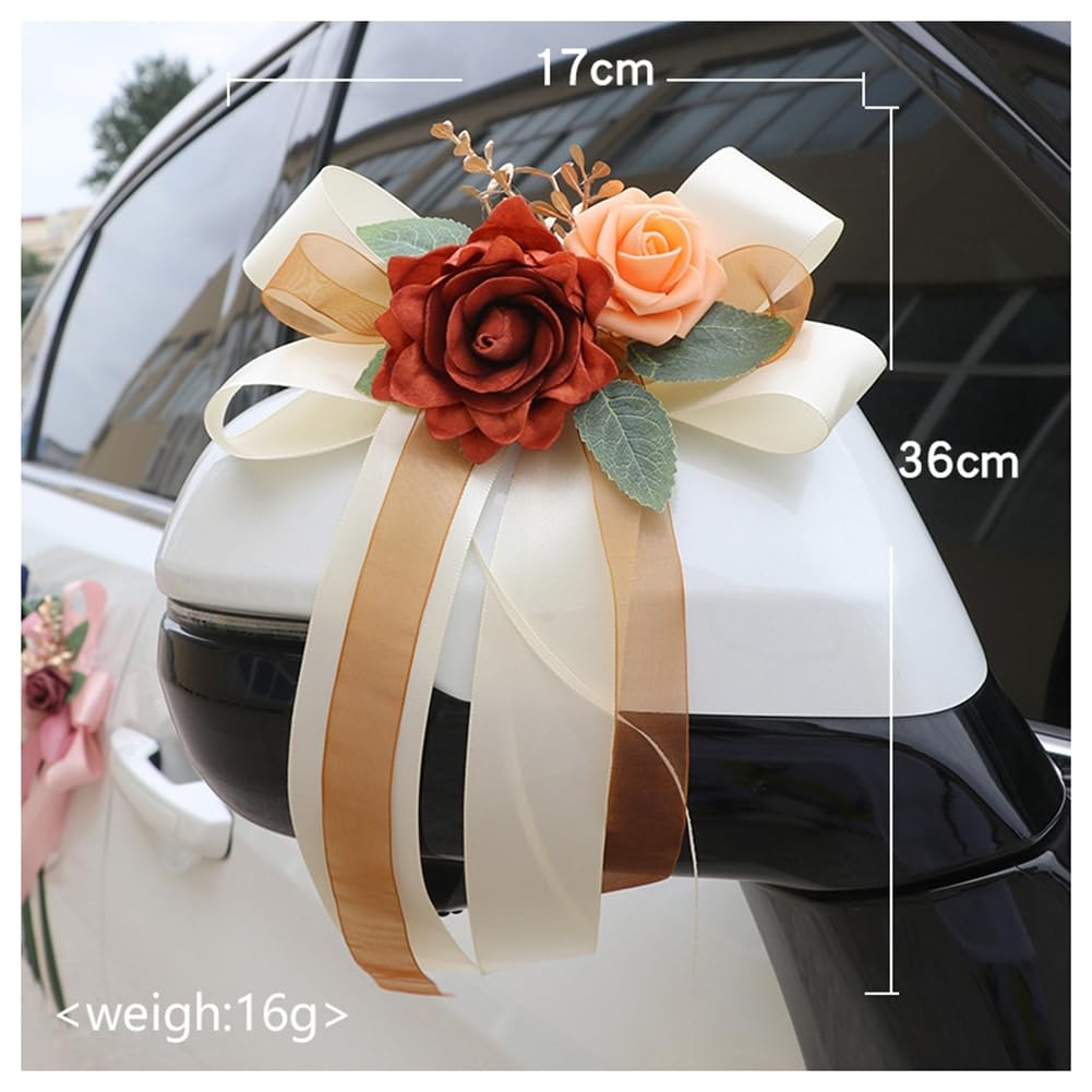 Autoschmuck Hochzeit Simulation Blume Schleife Autoschleifen Hochzeitsauto Deko Verschönert Rückspiegel Türgriff Dekoration mit Saugnäpfen Autoschmuck für Hochzeit New Houses Party #4 20 Stück