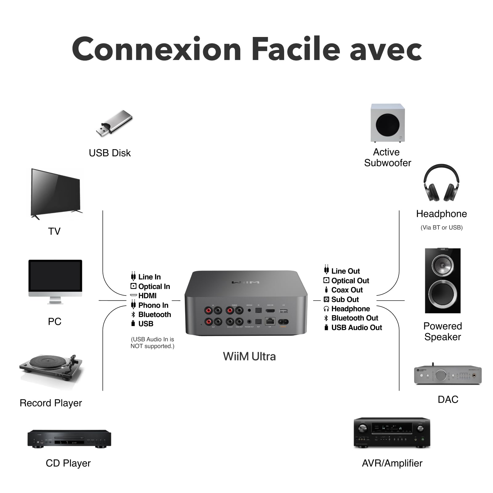 WiiM Ultra Music Streamer & Préampli Numérique | Écran Tactile de 3,5", Compatible avec Google Cast & Alexa,Diffusion de Spotify, Amazon Music,Tidal | HDMI ARC,Entrée Phon&Sortie Casque | Gris Spatial