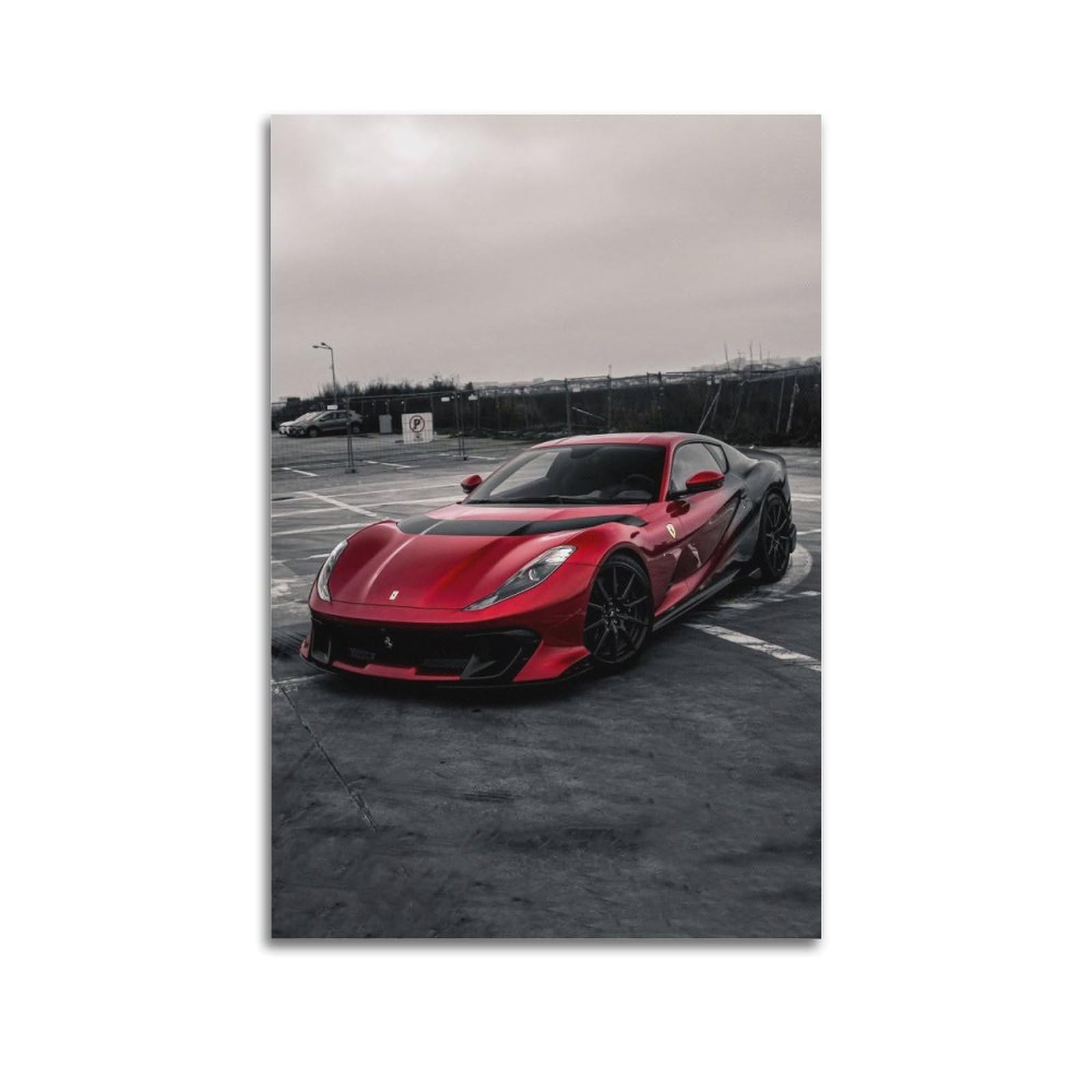 OKAHYS V12 Engine 812 Competizione Supercar Poster Modern Decorative Canvas Prints - Ideal Wall Art for Family, Man Cave, Game Room, Boys & Girls Bedroom 24x36inch(60x90cm)