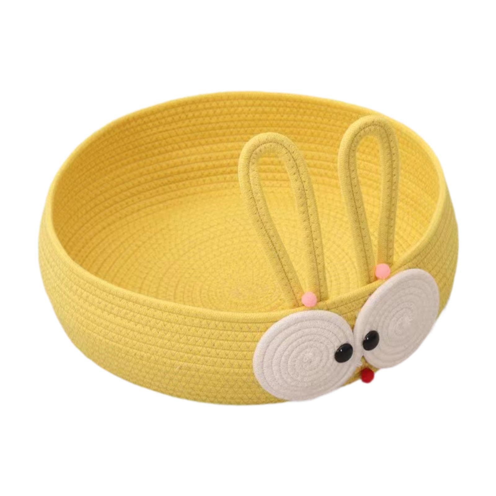 Panier pour chat anti-stress en coton tressé jaune facile à transporter en voyage