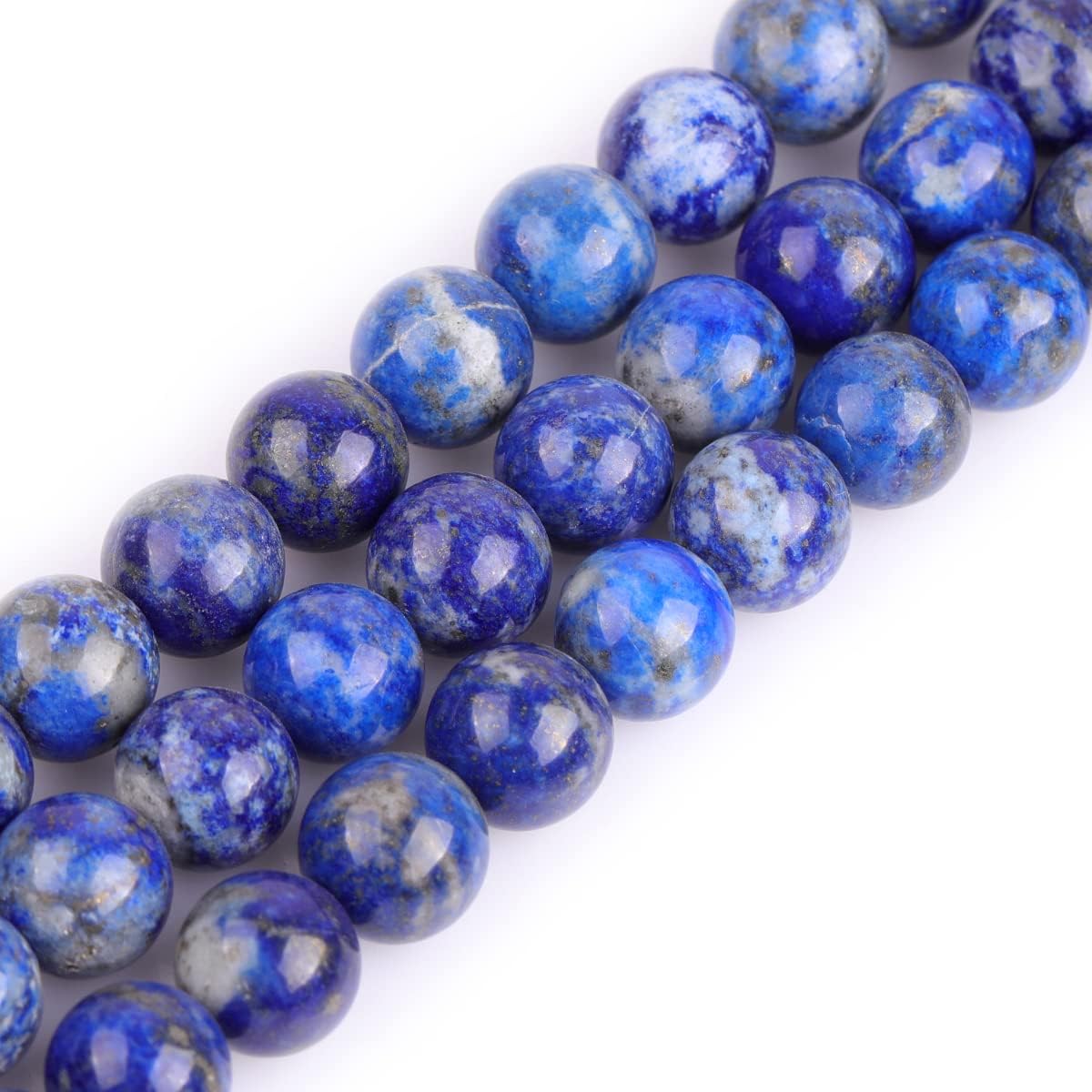 GEM-Inside Genuine Lapis Lazuli Gemstone Loose Beads Natural 10mm Round AA Grade Blue Crystal Energy Stone Power Beads for Jewelry Making 15"
