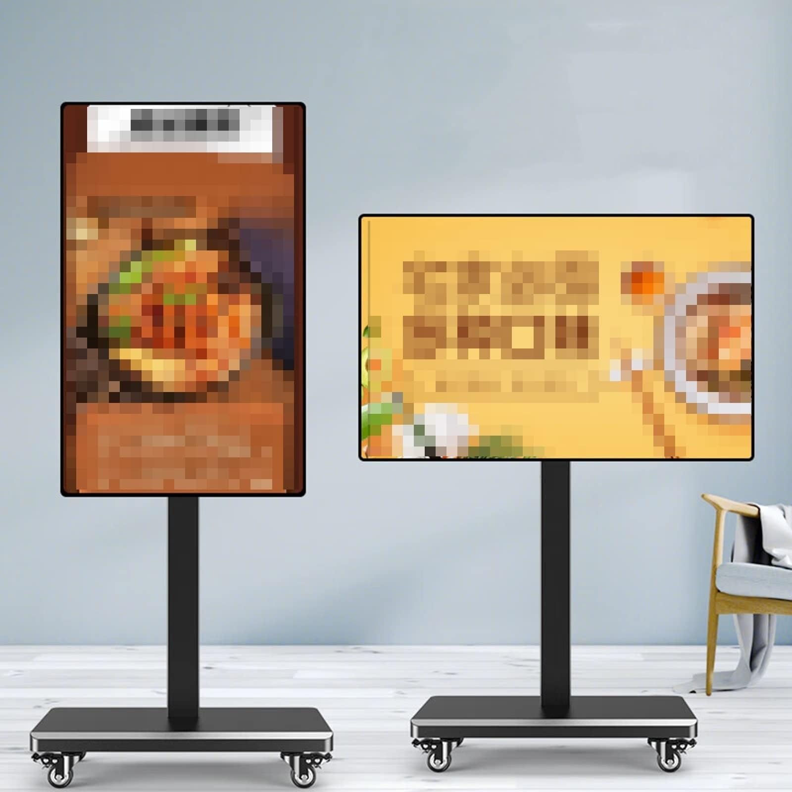 Support TV Mobile à Rotation Horizontale et Verticale - Chariot TV Mobile réglable en Hauteur sur roulettes - pour téléviseurs à écran de 32 à 55 Pouces, pupitre Un,