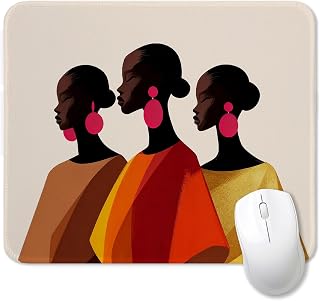 Black Girl African American Mouse Pad, Modern Abstract African Women Roomy Black Art Mouse Pads Mousepads Non-Slip for Computers Laptop Home Office Desk Accessories, 9.5x7.9 Inch