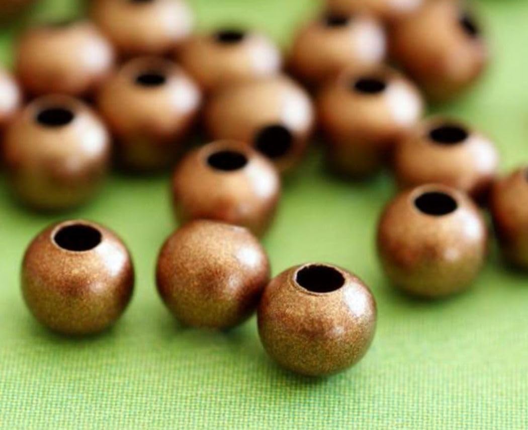 100pcs 8mm Smooth Round Beads Antique Bronze Plated Spacer (Large Hole 3mm) for DIY Craft Jewelry Making CF89-8