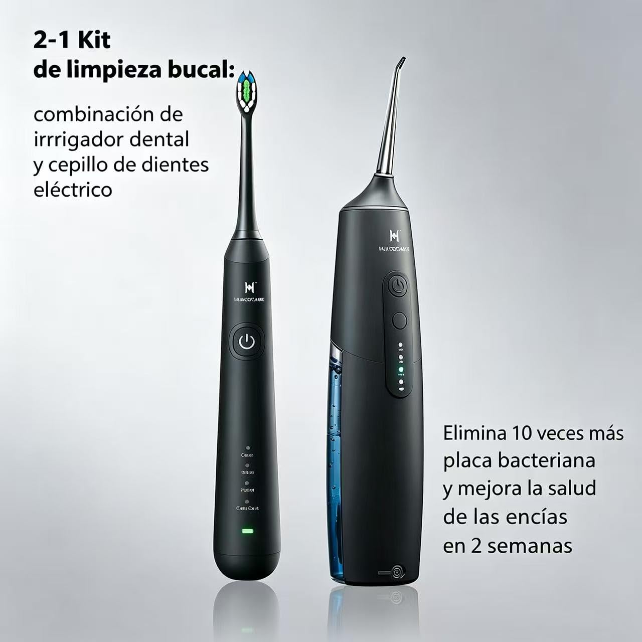Irrigador Dental y Cepillo de Dientes Eléctrico 2 en 1 – Kit de Limpieza Bucal con Irrigador Portátil y Cepillo Sónico – IPX7, 3 Modos de Agua, 4 Modos de Cepillado para una Higiene Oral Completa
