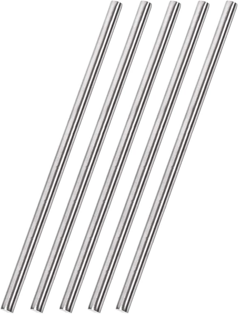 6mm x 250mm 304 Stainless Steel Solid Round Rod for DIY Craft - 5pcs