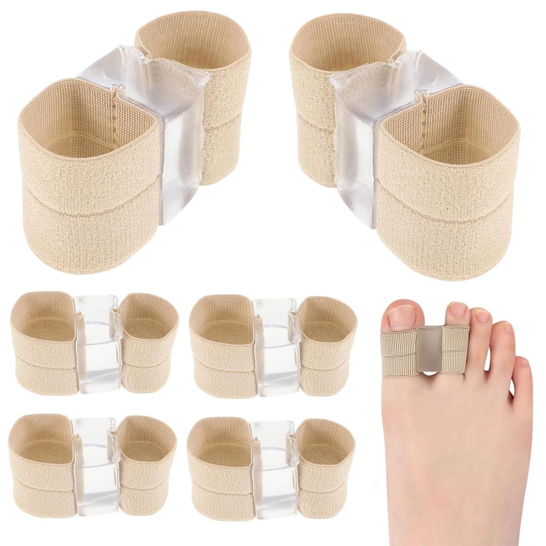 BAUCH Correttore Alluce Valgo 6 Pezzi,Separatore Dita Piedi in Silicone Morbido,Divisore Dita Piede per Sollievo Dolore e Correzione Dita a Martello,Lavabile e Riutilizzabile
