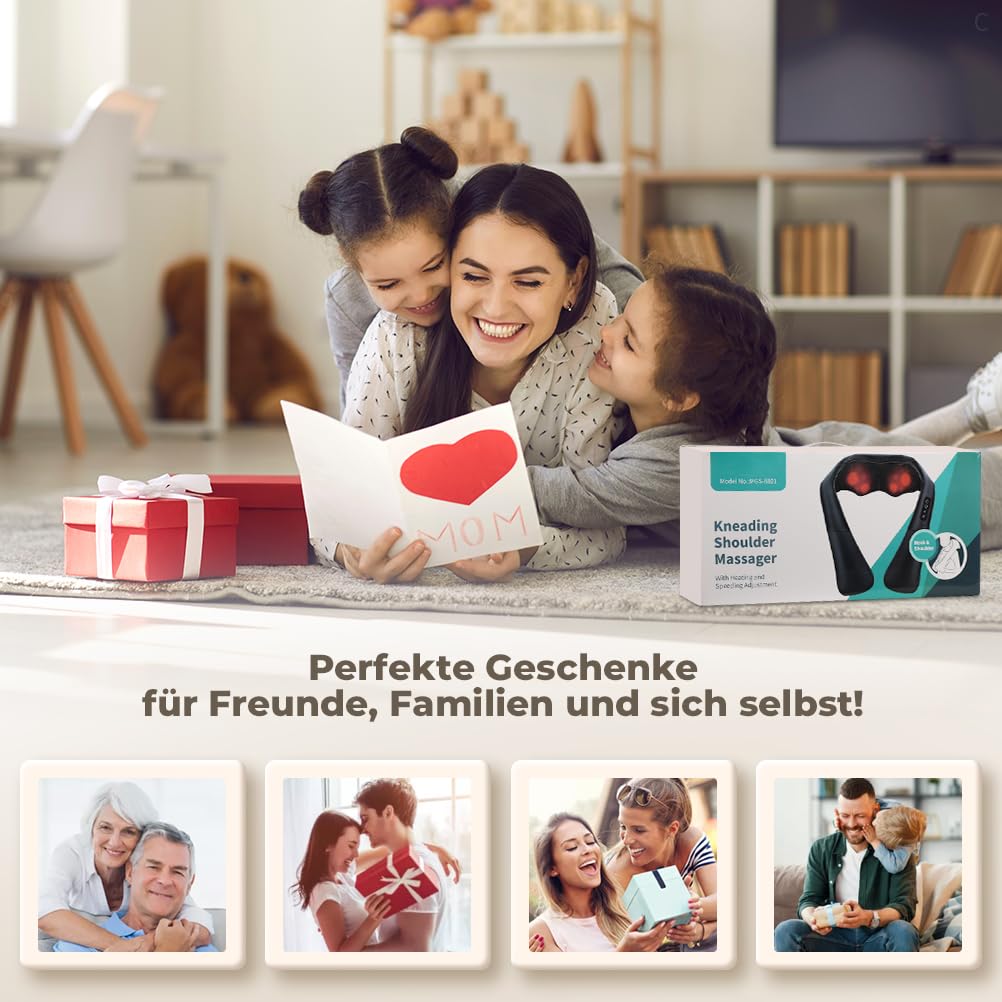 ELEHOT-Store Nackenmassagegerät mit Wärme, Shiatsu Massagegerät Nacken Schulter Rücken Taillen Beine Fuß und Muskelmassage, Einstellbaren Geschwindigkeiten Massagegerät zu Hause Büro Auto