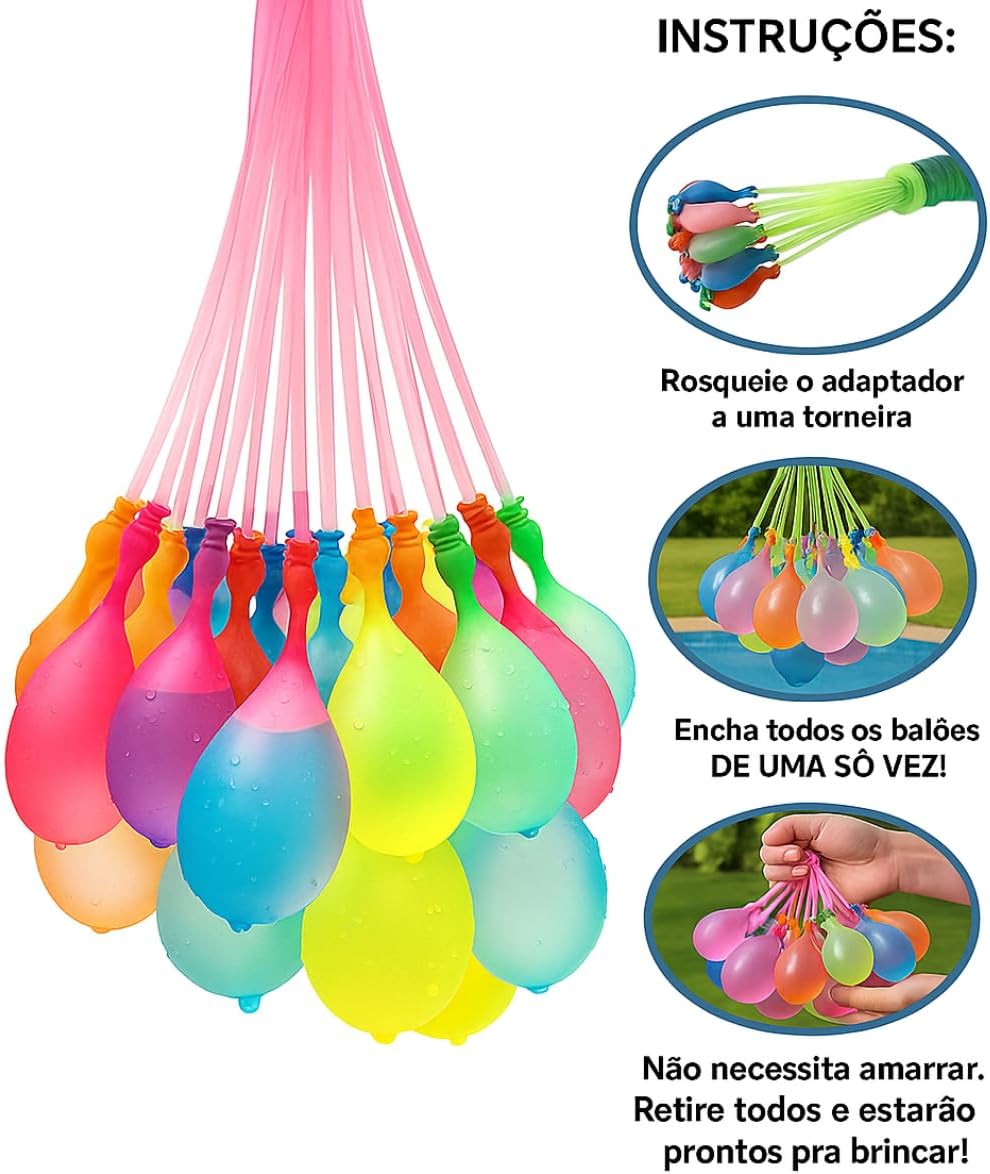 Kit 222 Bexigas de Água – Enchimento Rápido com 2 Adaptadores – Coloridas para Guerra de Balões, Festas Infantis, Piscina e Eventos ao Ar Livre Kit 222 Bexigas de Água – Enchimento Rápido com 2 Adaptadores – Coloridas para Guerra de Balões, Festas Infantis, Piscina e Eventos ao Ar Livre