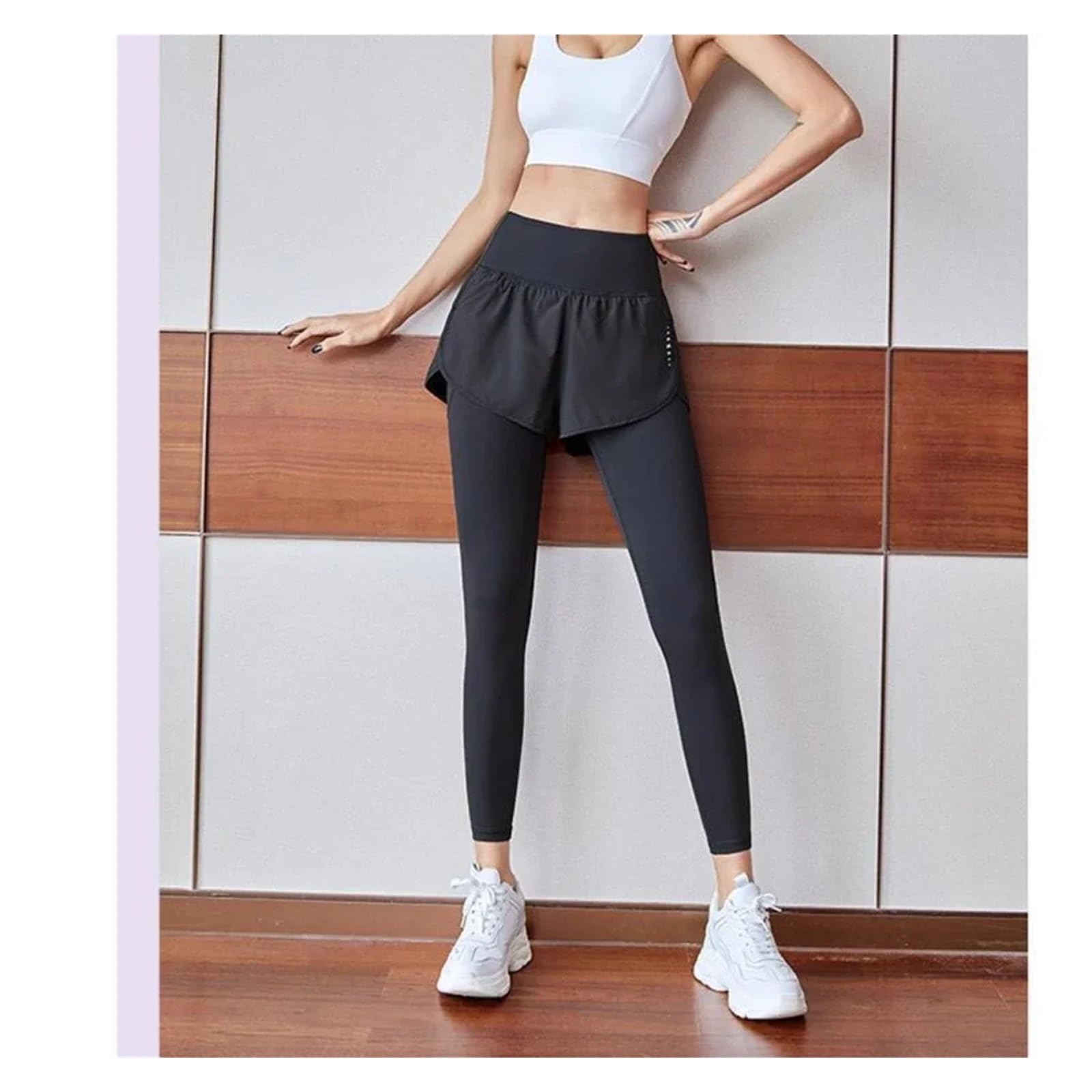 Pantaloni da Yoga da Donna Abbigliamento da Yoga Abbigliamento Sportivo da Palestra Allenamento da Corsa Leggings da Yoga Vestito con Collant Sportivi a Vita Elastica(Black,S for 40-50kg)