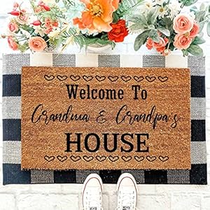 Funny Coir Doormat Welcome to Grandma and Grandpa's House Welcome Front Porch Decor Doormat For The Entrance Way Personalized Rugs Prank Gift Non Slip Outdoor Coconut Coir Doormat 23.6 x 15.7 inch Funny Coir Doormat Welcome to Grandma and Grandpas House Welcome Front Porch Decor Doormat For The Entrance Way Personalized Rugs Prank Gift Non Slip Outdoor Coconut Coir Doormat 236 x 157 inch
