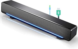 Mini portable USB Wired soundbar Music Player Bass surround Soundbox speaker with 3.5 mm audio plug for desktop, laptop, TV, smartphone, tablet PC, MP3, MP4 and more(black)