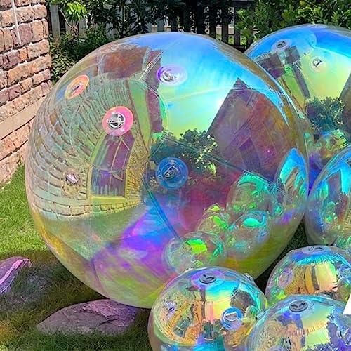Bolas insufláveis de espelho de discoteca para exteriores, interiores, cenários, decoração pendente, espelho, bola oca, tamanho grande (prata) (0,5 m, terra)