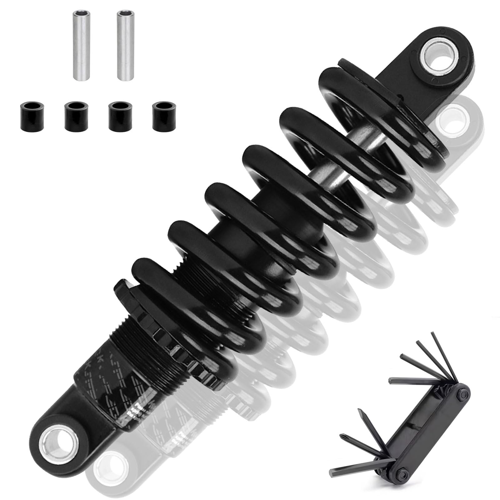 FKXSXAZ Mountain Bike E-Bike Rear Shock Absorber 125mm 150mm 165mm 190mm Coil Spring Suspension 150-2000lbs for MTB/Folding Bikes Scooters Battery Cars | Downhill & XC