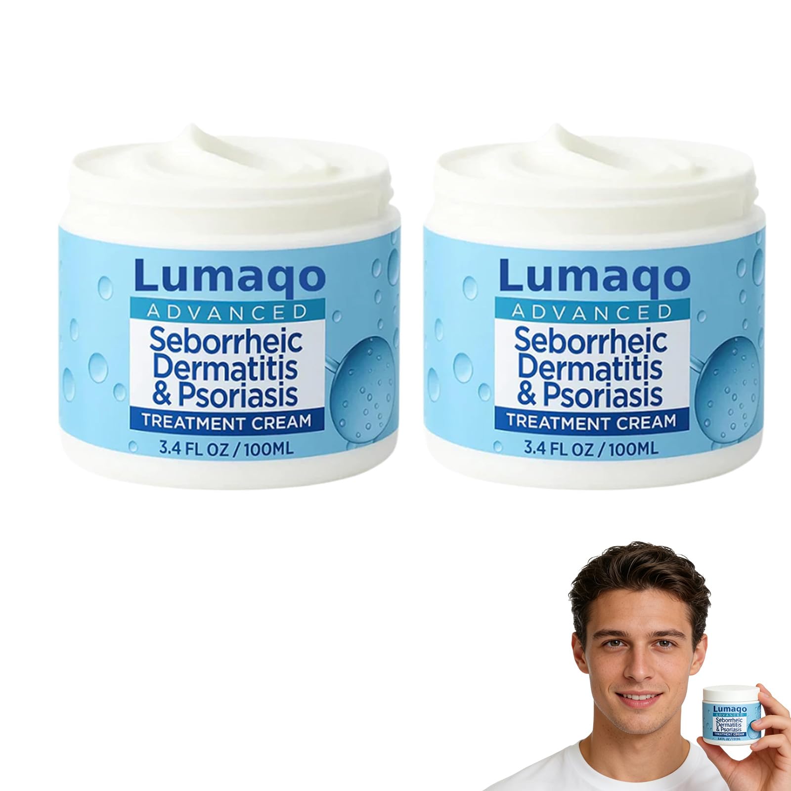 Lumaqo Crema Barba Dermatitis,Hidratación Natural,Fórmula Suave Para Pieles Sensibles Y Secas,Para Todo Tipo De Piel (2 Caja) - 1