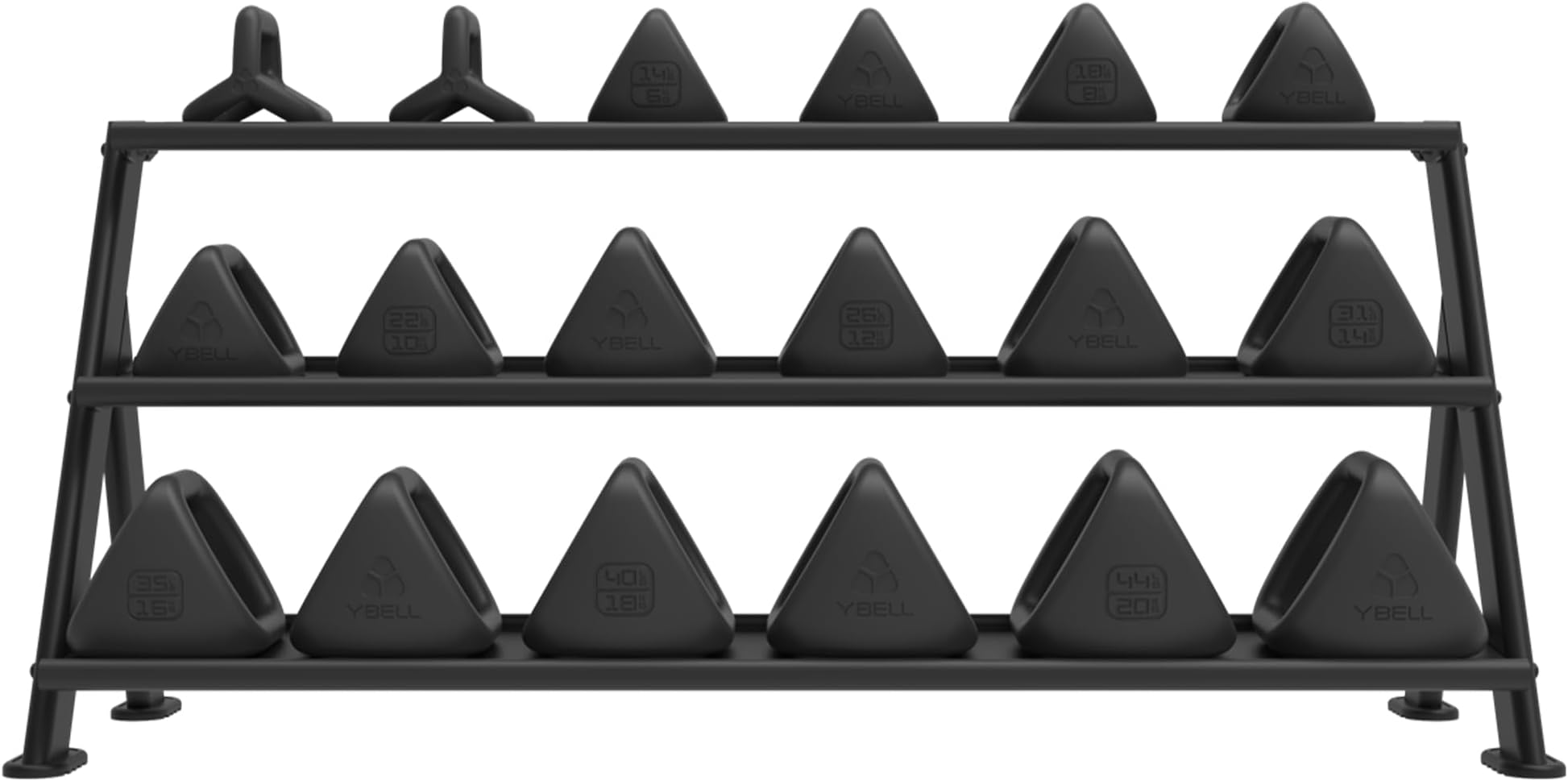 TRX YBell Pro 18 Piece Bundle with Horizontal Rack | 3-in-1 Kettlebell, Dumbbell, and Push Up Bar Workout Equipment - Commercial Grade Surface Strength Training Kettlebells