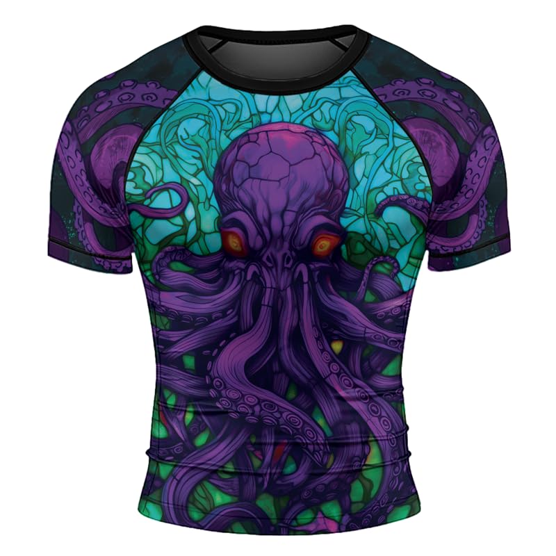 Octopus Men's Rash Guard Compression Short Sleeve MMA No-Gi Tight BJJ Jiu Jitsu Grappling Fitness Base Layer2