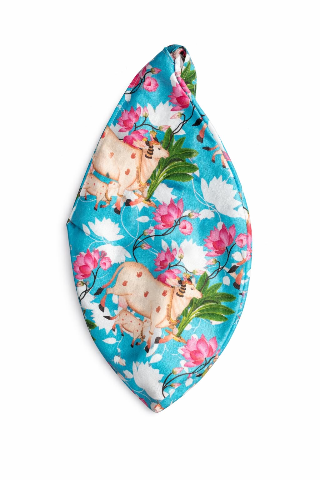 Pichwai Cow Print Jaap Mala Bag with Zip Pocket | Soft Fabric Chanting Bag | Bhajan, Meditation & Temple Use (Sky Blue)-image-33