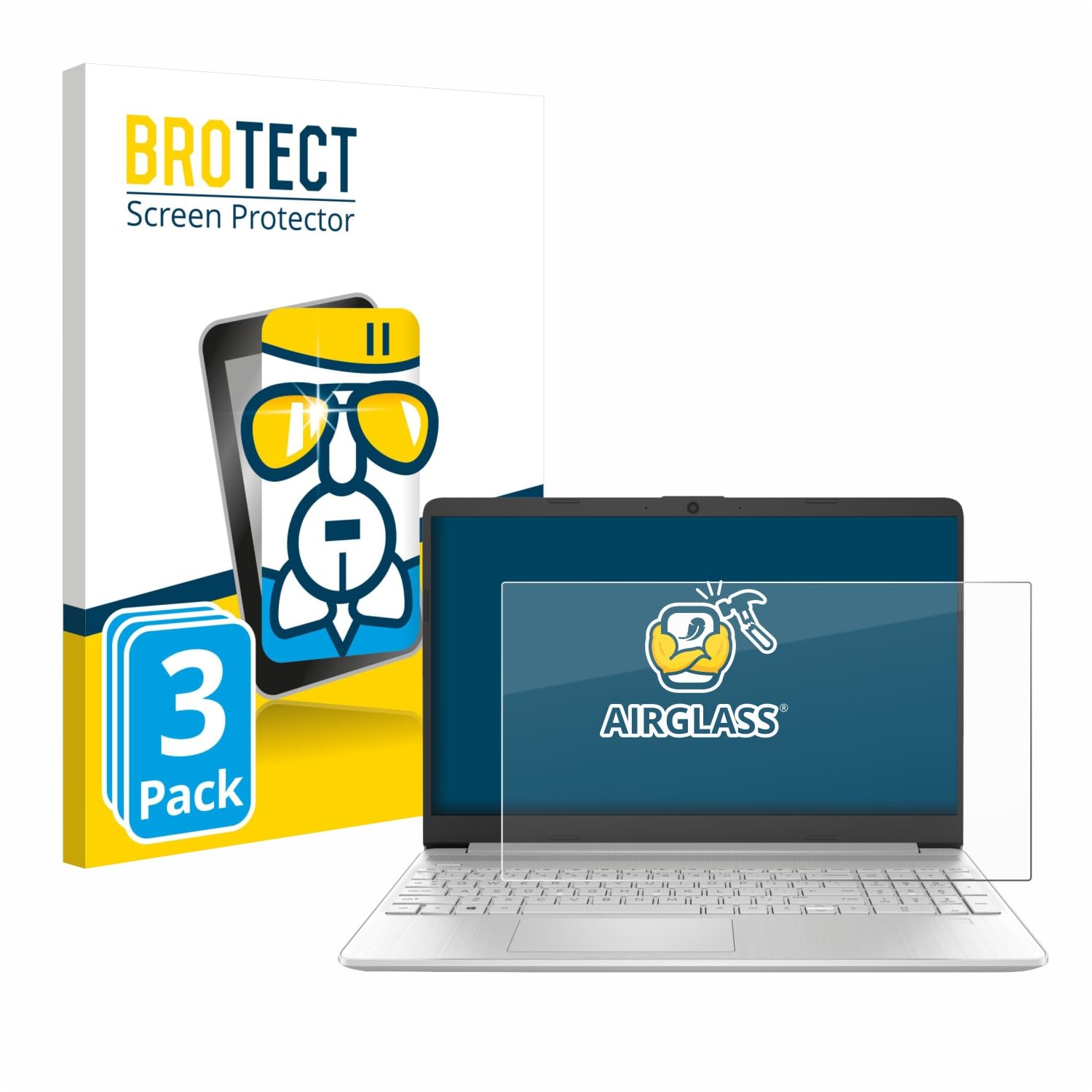 brotect Pellicola Protettiva Vetro per HP 15s-fq2000 Protezione Schermo (3 Pezzi) [Durezza Estrema 9H, Chiaro]