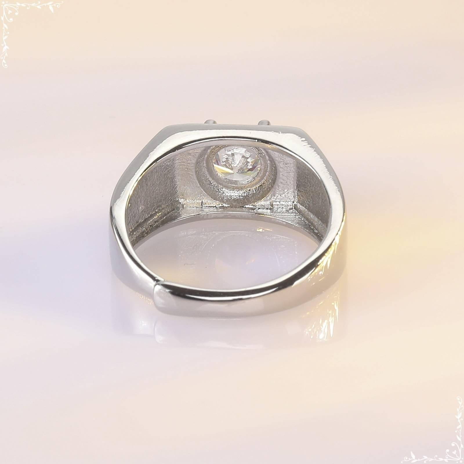 Wycian Anillos de boda para hombre, anillo de plata de 18 quilates, oro blanco de 18 quilates, moissanita, talla 54 (17,2), clásico para lesbianas, graduación grabada