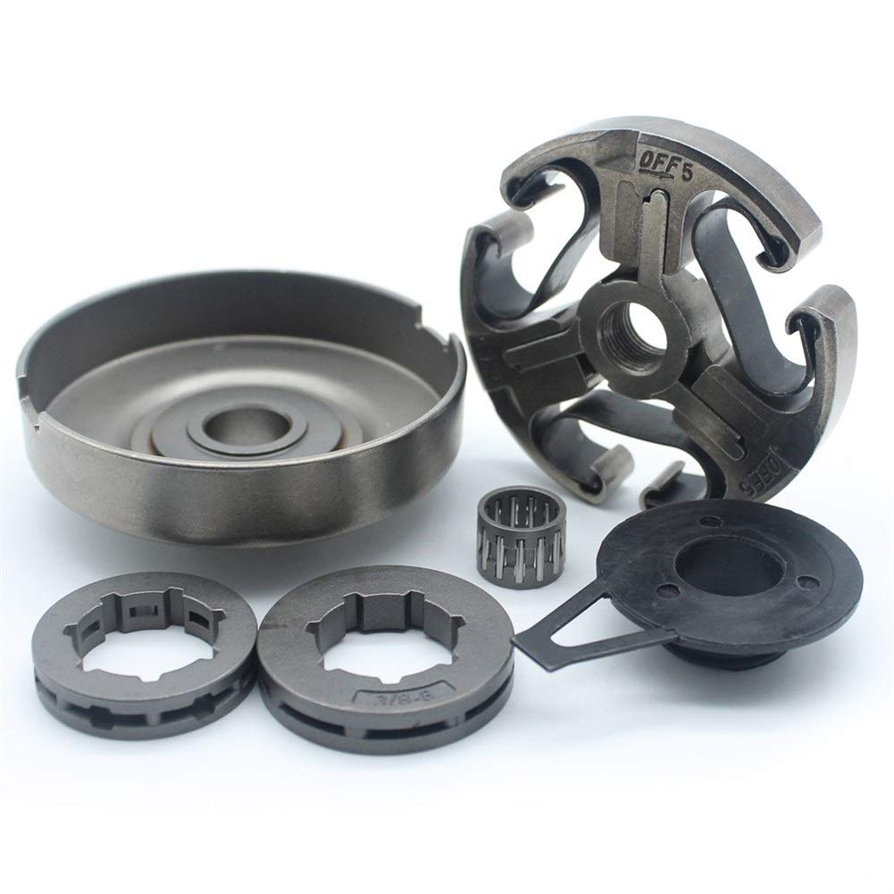 Tiempo Beixi Gusano Tambor de Embrague Engranaje Juego de cojinete de Aguja Compatible con Husqvarna 372XP 365 371 372 362 Piezas de la Motosierra con 3/8" 7T 8T piñones Llantas