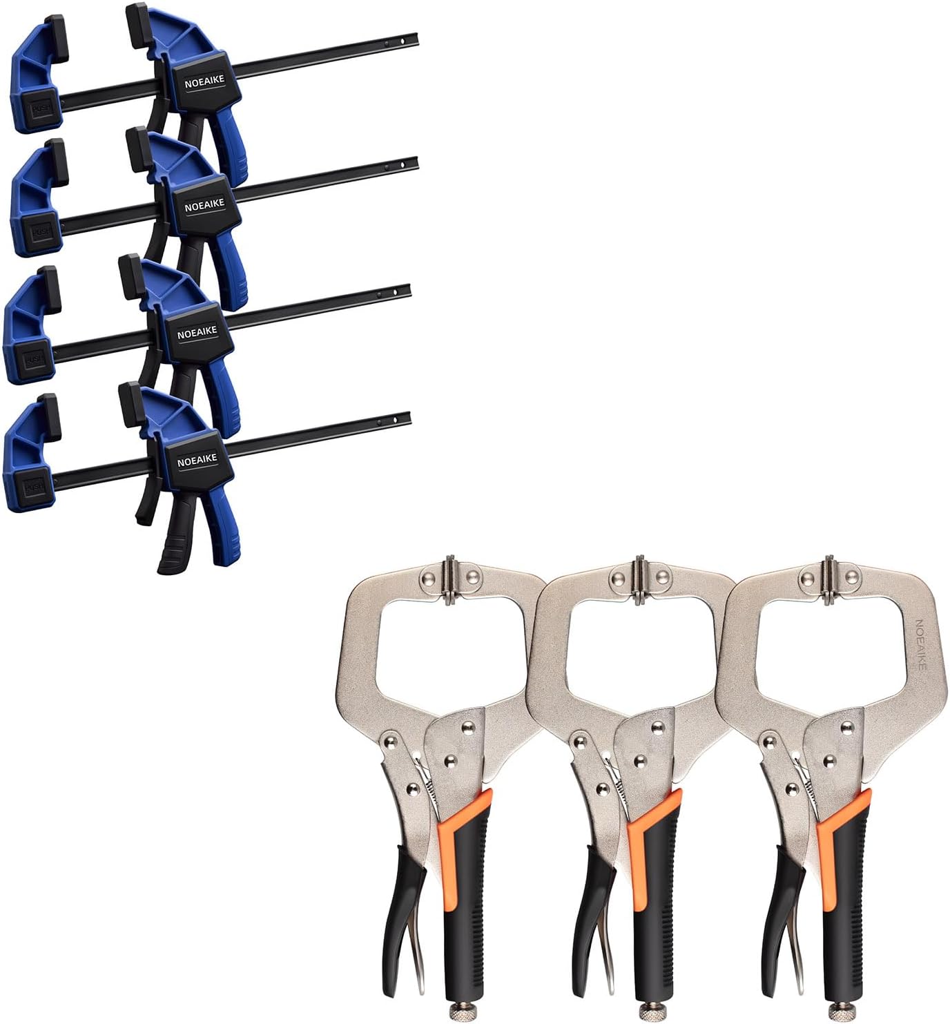 4-Pack 12 Inch Bar Clamps & 3-Pack 11 Inch Metal Face Clamps