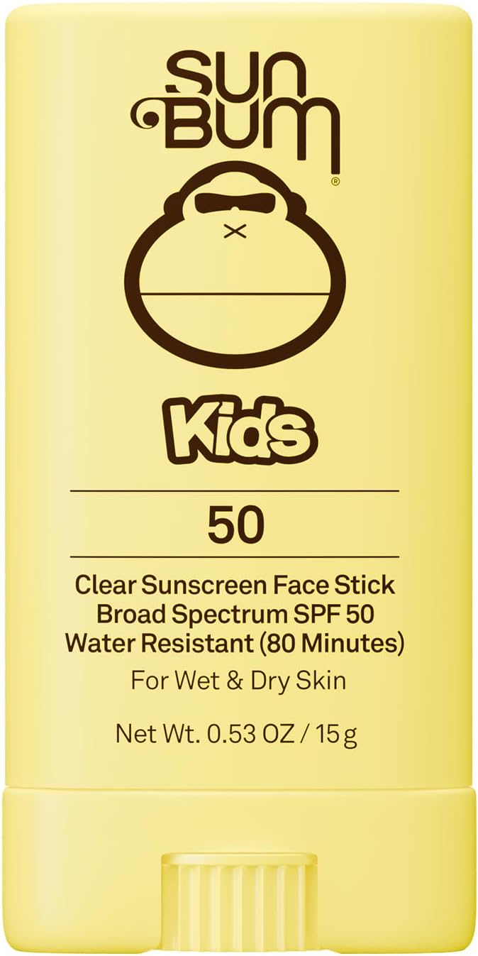 Sun Bum Kids SPF 50 Clear Face Stick Sunscreen - Wet or Dry Skin Application Broad Spectrum Sunscreen with Vitamin E - Hawaii Act 104 Compliant (Without Octinoxate & Oxybenzone) - Travel Size 0.53 oz