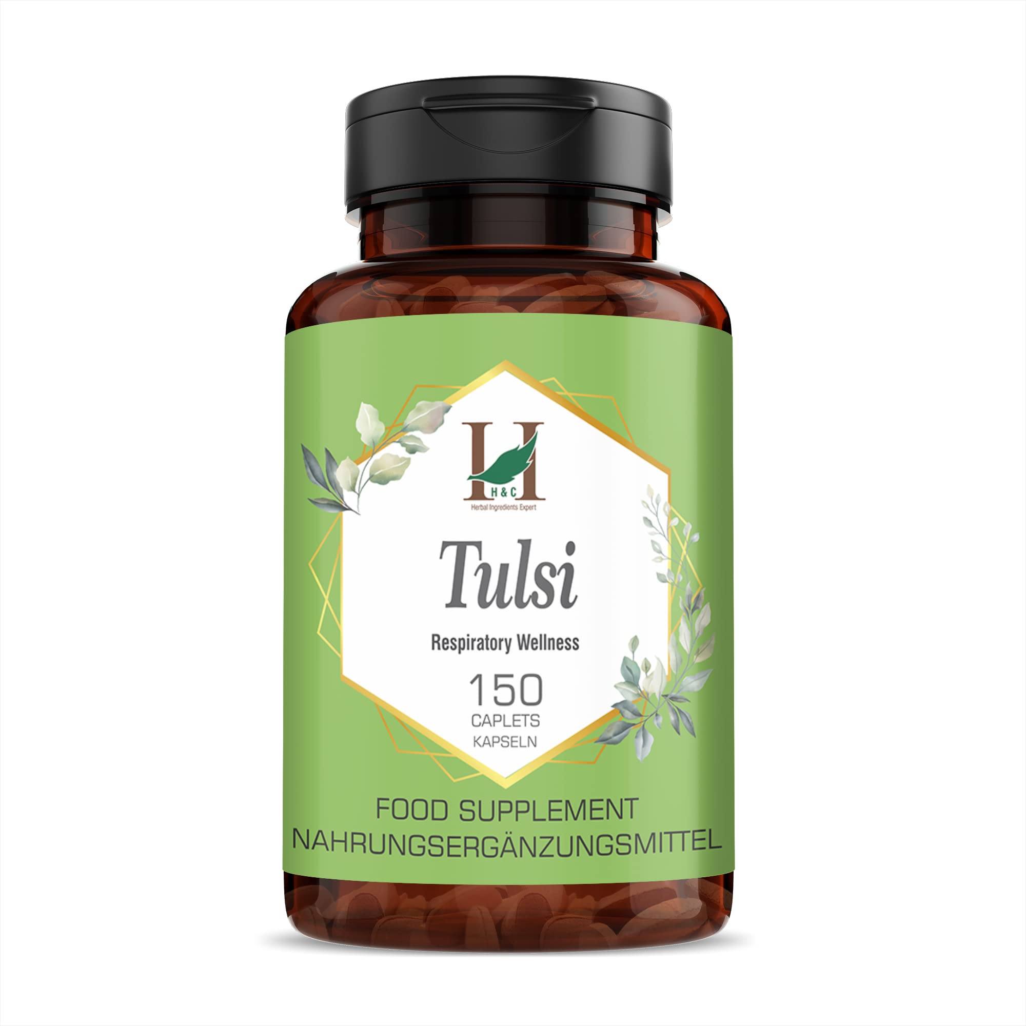 Tulsi/Holy Basilikum-Kapseln (Ocimum Sanctum) – 750 mg, 150 Stück | Atemwegs-Wellness