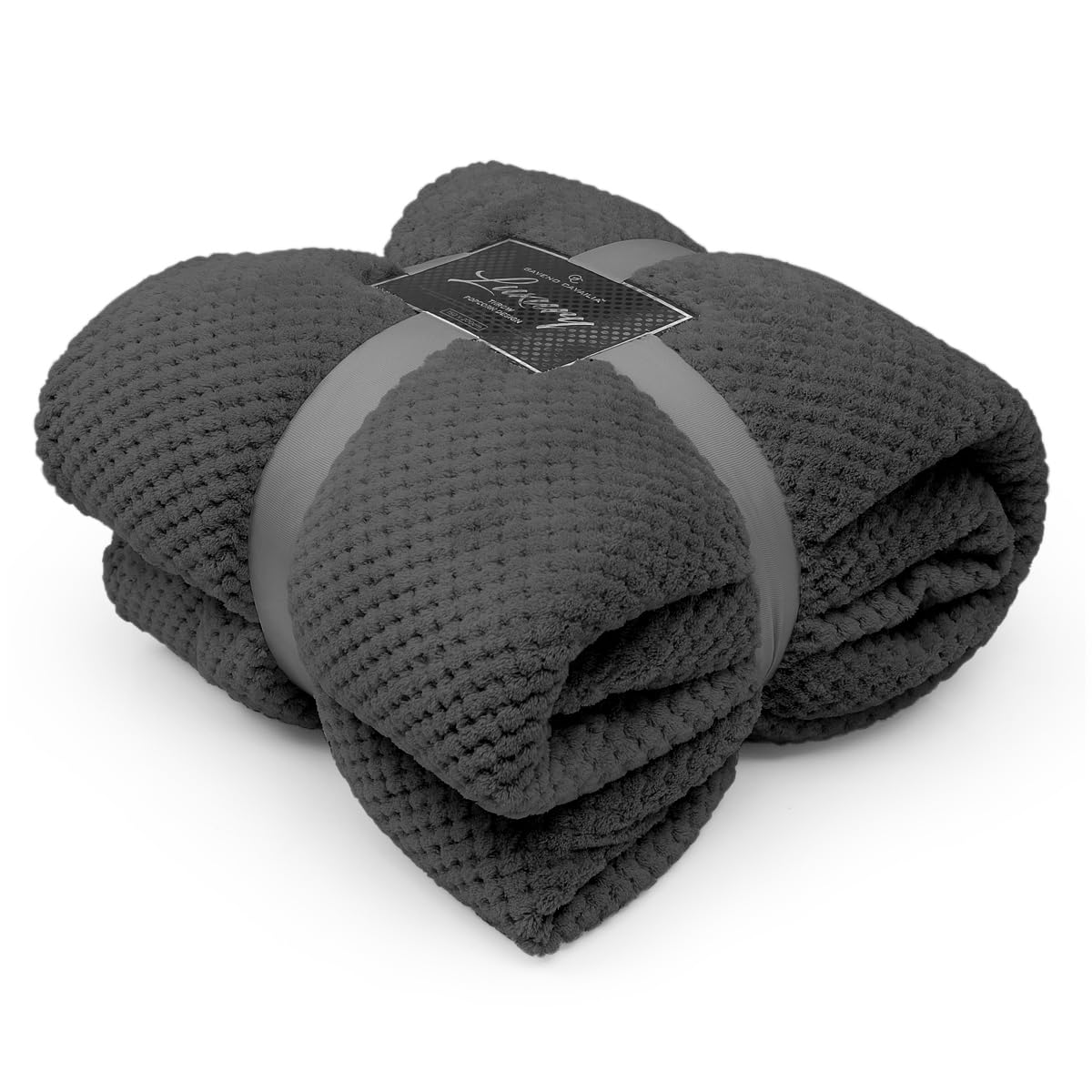 GC GAVENO CAVAILIA Teddy Sherpa Fleece Blanket Thermal Warm Waffle Throw Over Sofa Bed Travel Bedspread Pop Corn Blanket, 200x240 cm, Charcoal