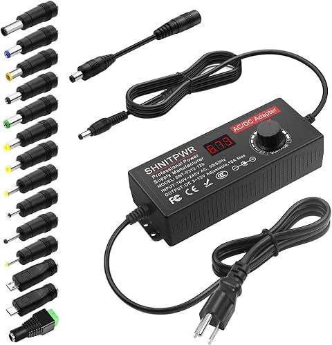 SHNITPWR Fuente de alimentación de 4V - 12V 10A 120W AC a DC Adaptador DC 4V 4.5V 5V 6V 7V 8V 9V 10V 11V 12V Voltaje Ajustable Convertidor de