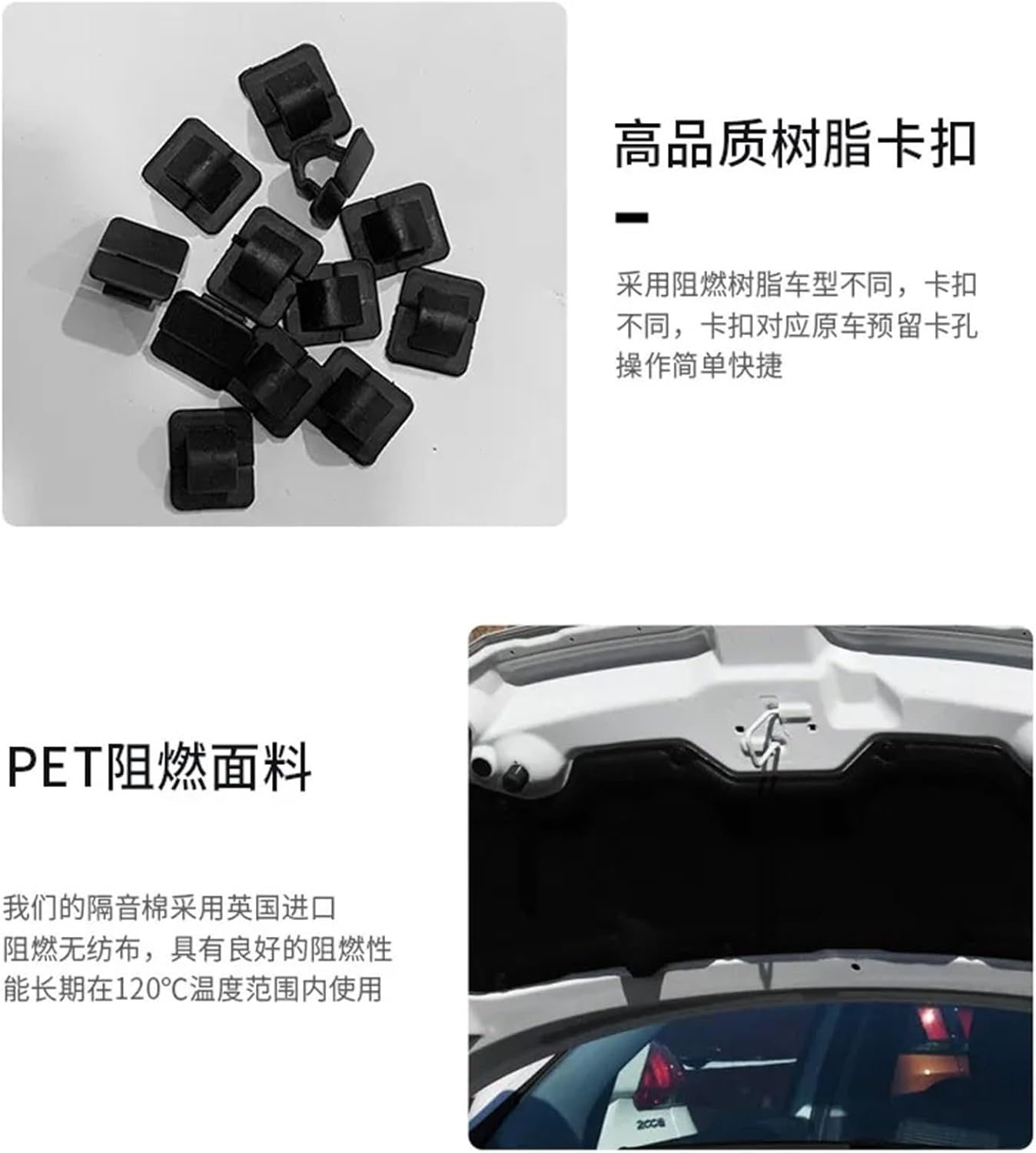 Car Thermal Insulation And Sound Insulation Cotton Front Engine Hood Fireproof Pad Car Accessories Compatible For Peugeot 3008 2013-2019 (Color : 2016-2019)