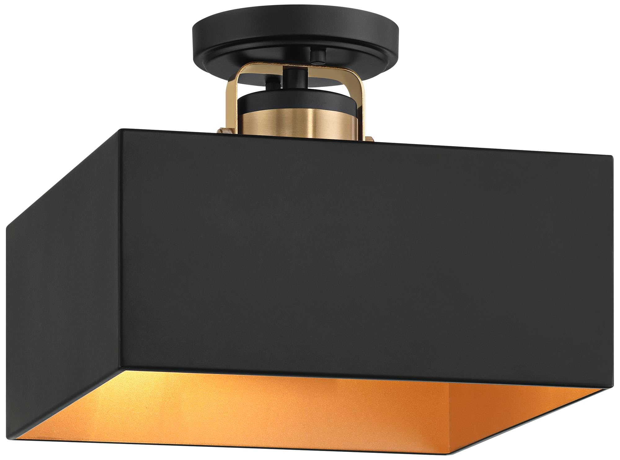 Possini Euro Design Modern Ceiling Light Semi Flush Mount Fixture 10 Wide Soft Gold Metal Black Drum Shade For Bedroom Kitchen