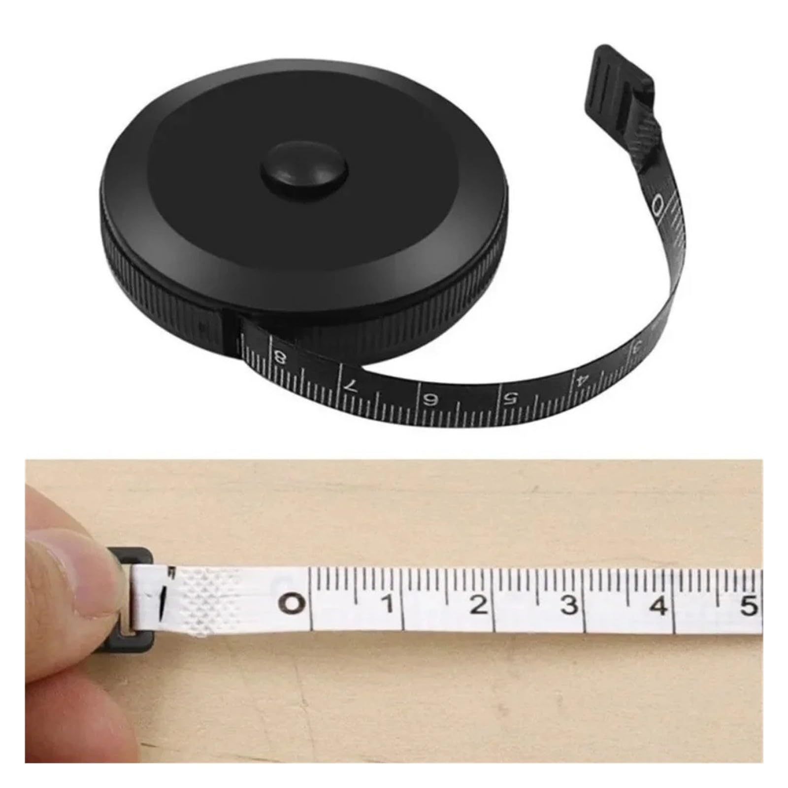 150 cm para mini cinta de tamaño de llavero portátil para costura de tamaño de ropa (1 unidad en blanco y negro)